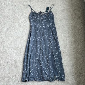 Abercrombie light blue polka dot midi dress